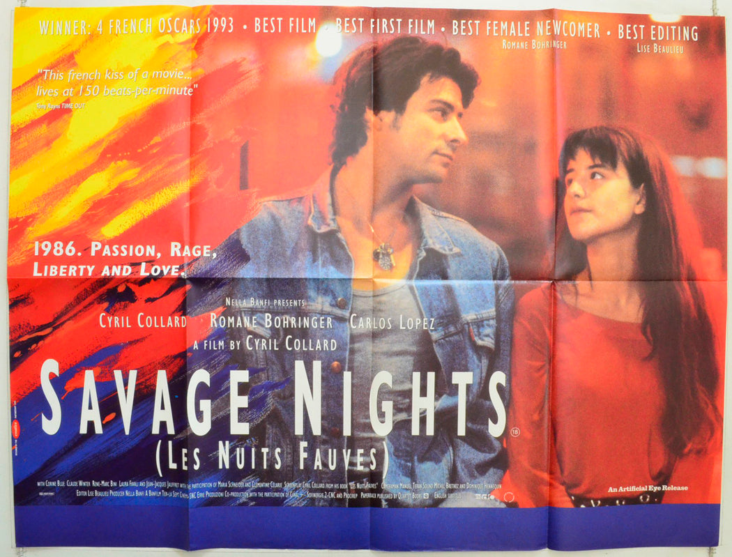 Savage Nights  (a.k.a Les nuits fauves)   Original British Quad Poster - Film Poster - Movie Poster 