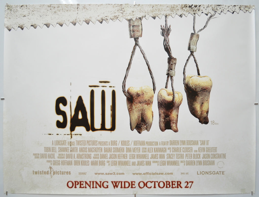 Saw III - Original Quad Poster - Film Poster - Movie Poster