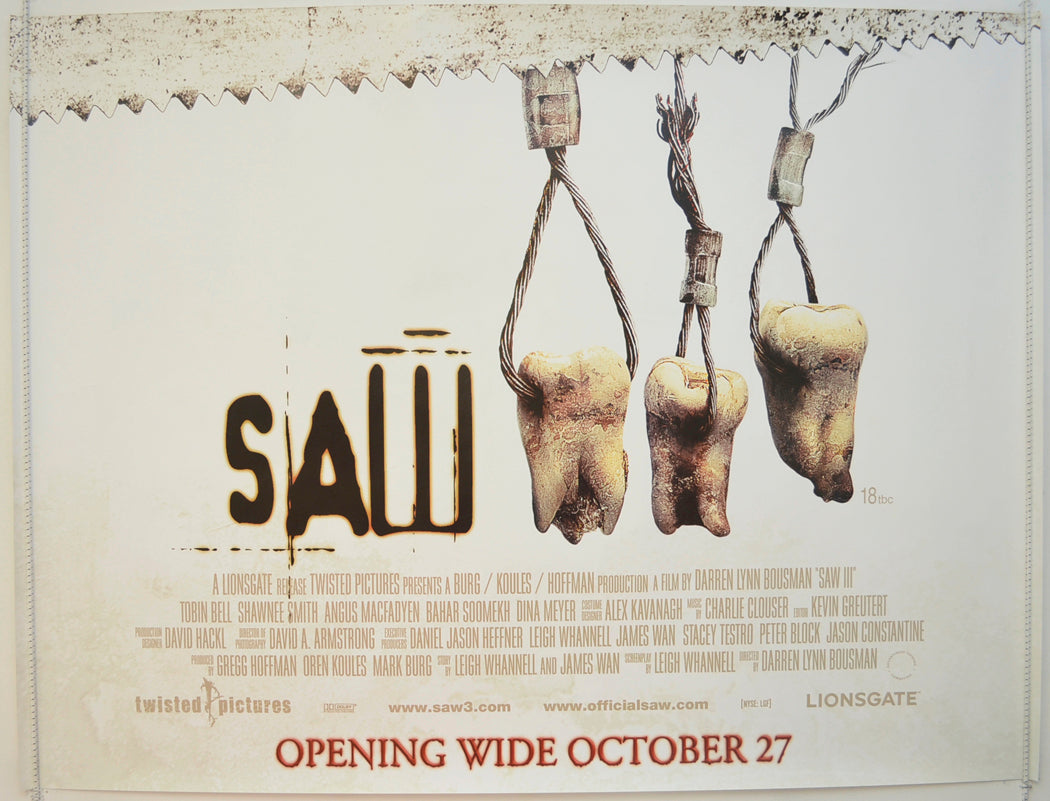 Saw III Original Quad Poster - Film Poster - Movie Poster  