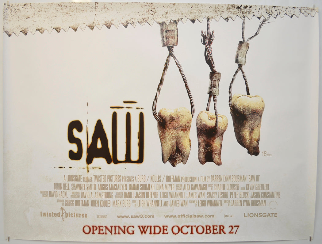 Saw III Original Quad Poster - Film Poster - Movie Poster  