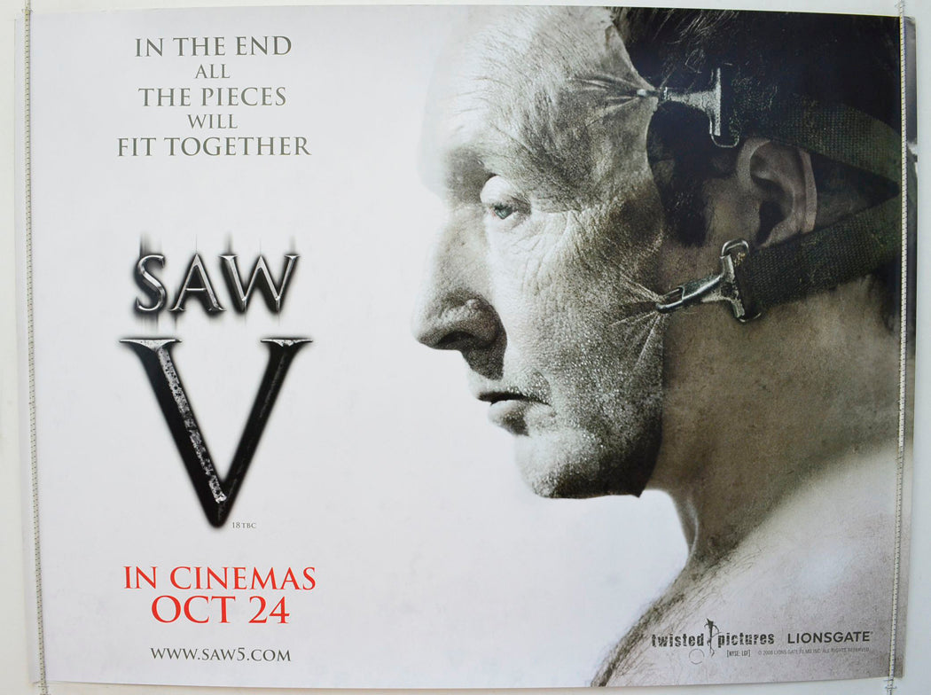 Saw V   (Teaser / Advance Version) Original British Quad Poster - Film Poster - Movie Poster