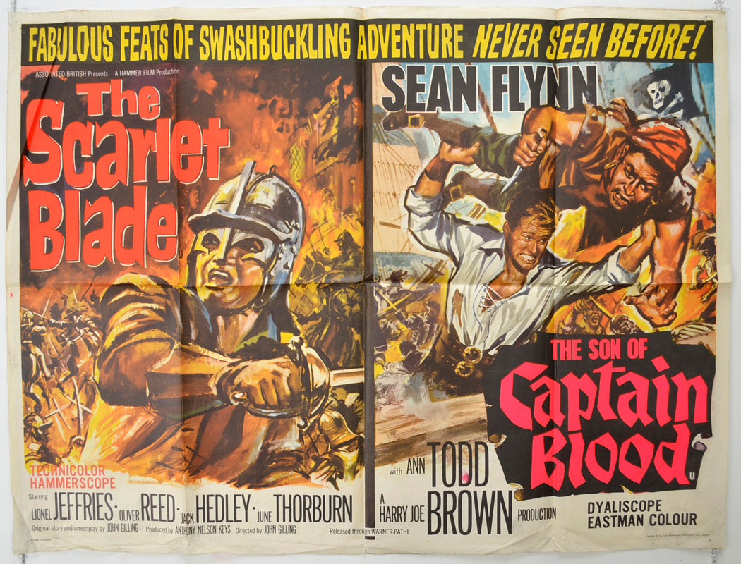 The Scarlet Blade / The Son Of Captain Blood   Original Quad Poster - Film Poster - Movie Poster 