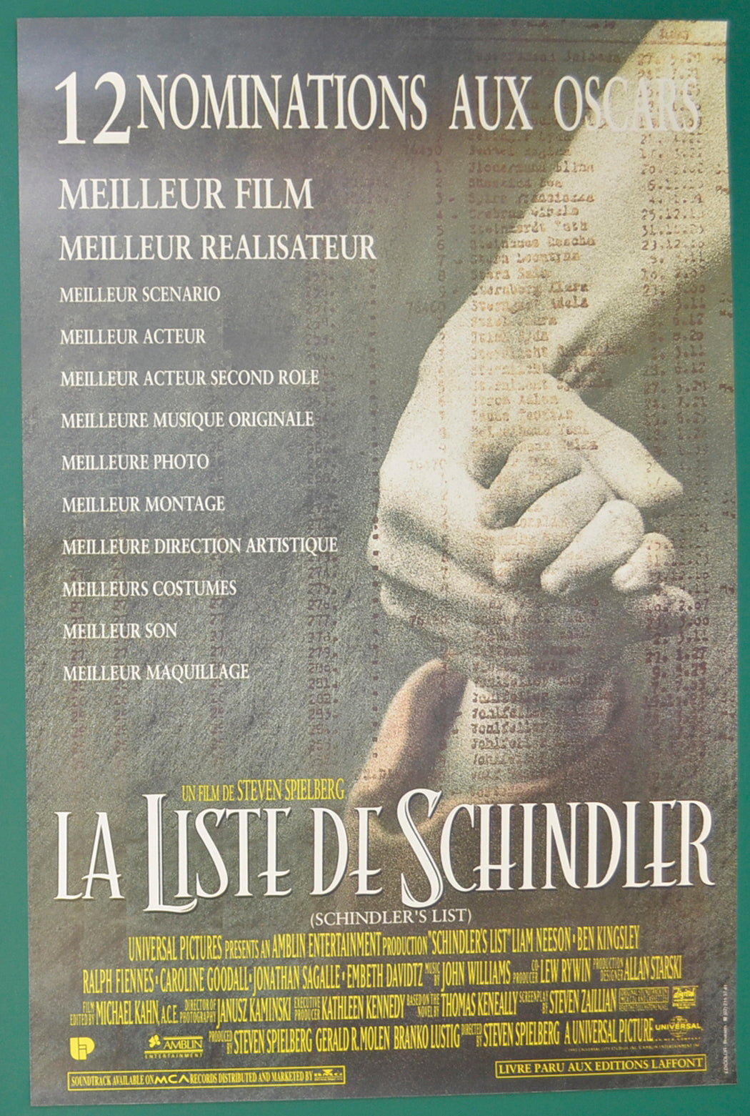 Schindler's List  Original Belgian Poster - Film Poster - Movie Poster  