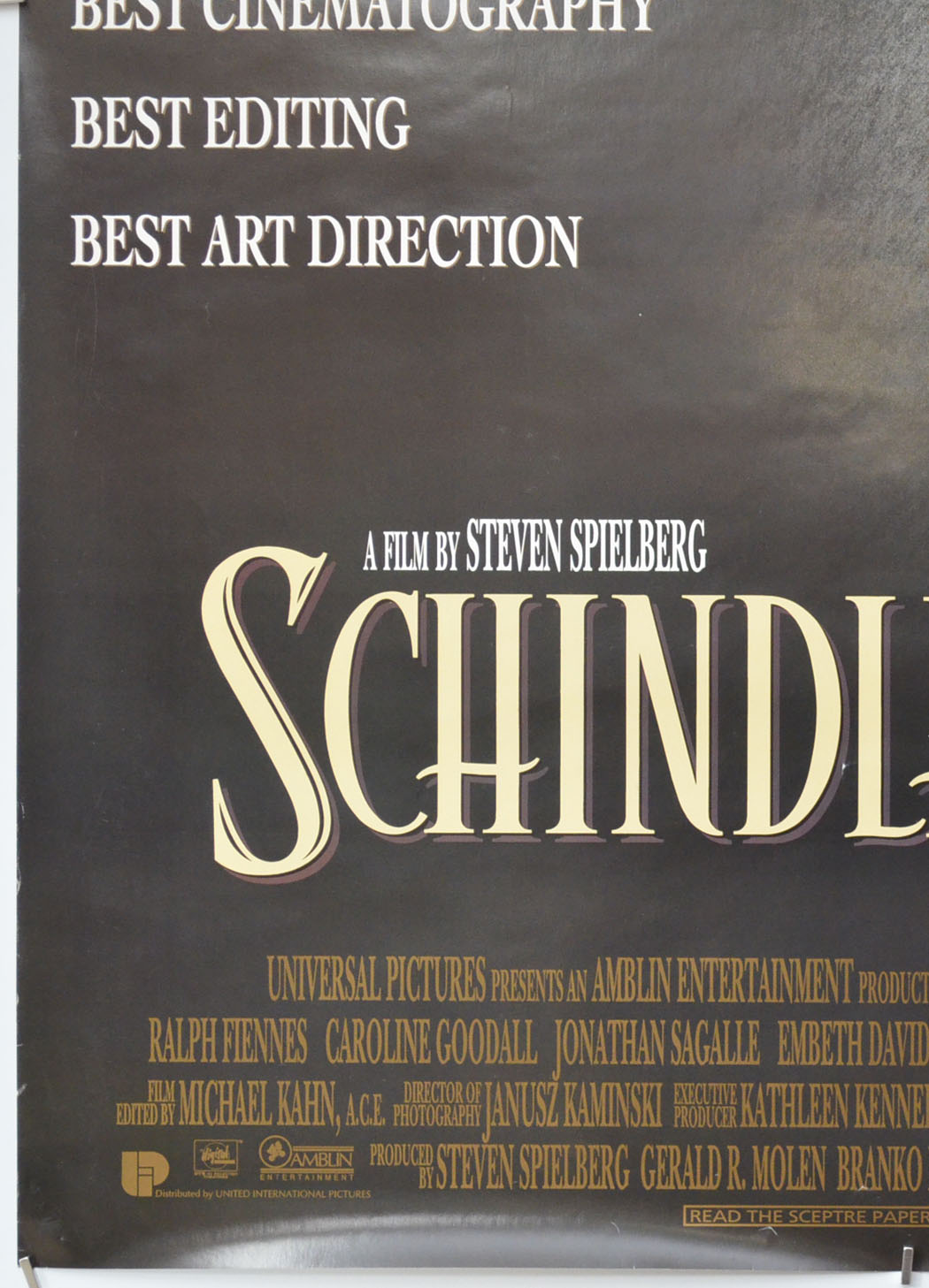 SCHINDLER’S LIST (Bottom Left) Cinema One Sheet Movie Poster 