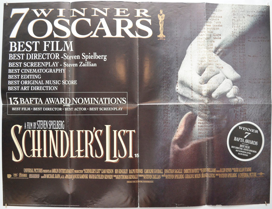 Schindler's List Original Quad Poster - Film Poster - Movie Poster