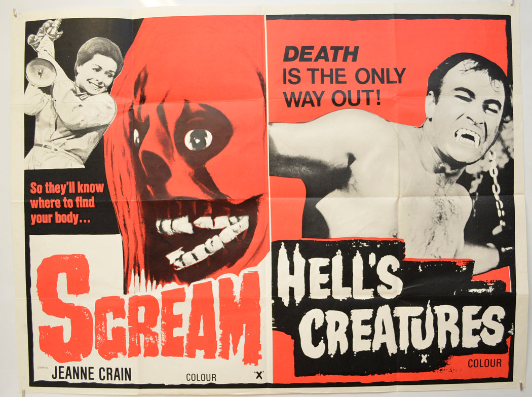 Scream / Hell’s Creatures (a.k.a The Night God Screamed / Frankenstein's Bloody Terror) Original Quad Poster - Film Poster - Movie Poster