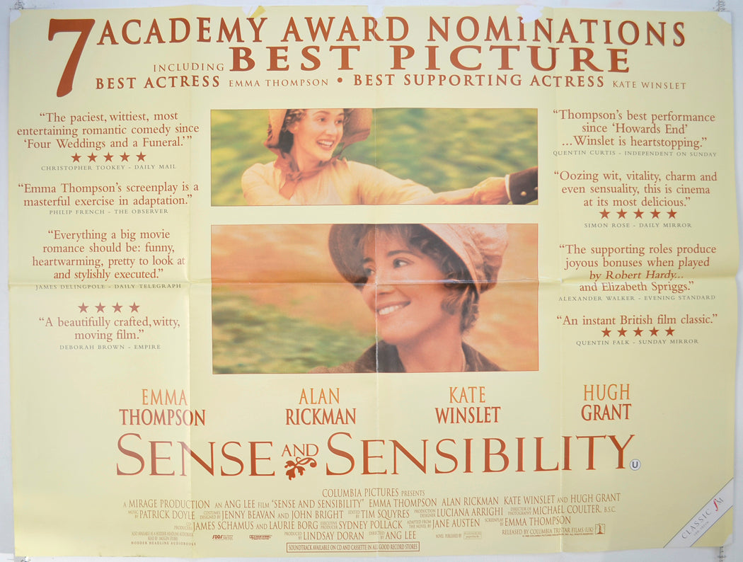 Sense And Sensibility   Original Quad Poster - Film Poster - Movie Poster 