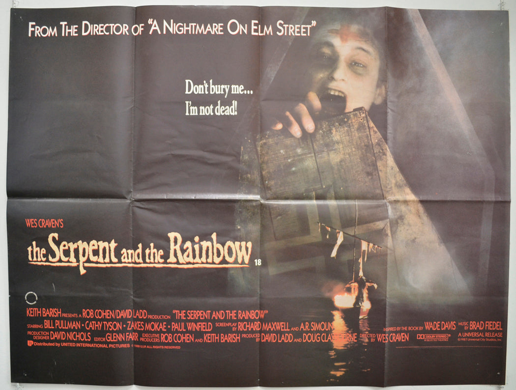 The Serpent And The Rainbow  Original British Quad Poster - Film Poster - Movie Poster 