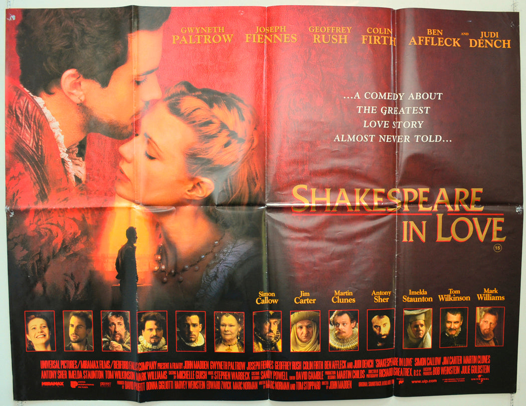 Shakespeare In Love Original Quad Poster - Film Poster - Movie Poster  