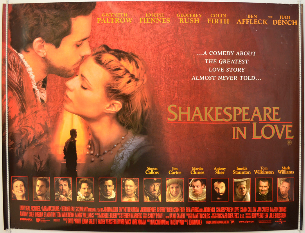 Shakespeare In Love  Original Quad Poster - Film Poster - Movie Poster 