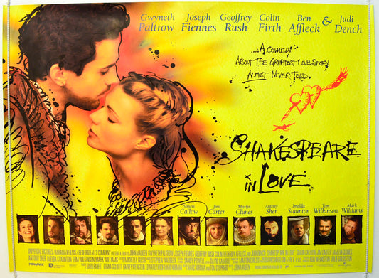 Shakespeare In Love   (Original Yellow Version) Original British Quad Poster - Film Poster - Movie Poster