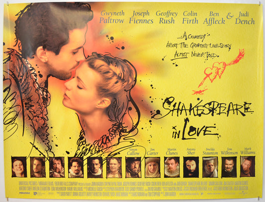 Shakespeare In Love  (Original Yellow Version) Original Quad Poster - Film Poster - Movie Poster  