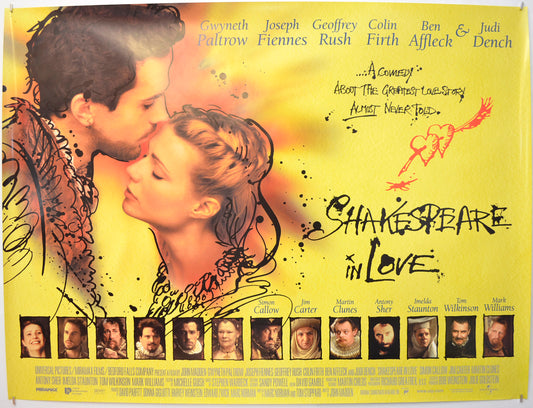 Shakespeare In Love  (Original Yellow Version) Original Quad Poster - Film Poster - Movie Poster  