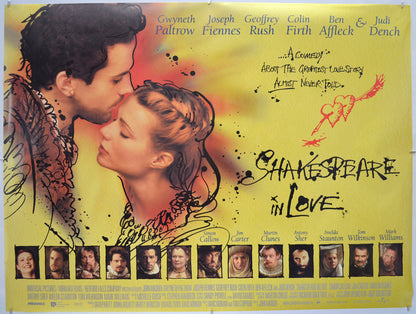 Shakespeare In Love (Original Yellow Version)  Original Quad Poster - Film Poster - Movie Poster