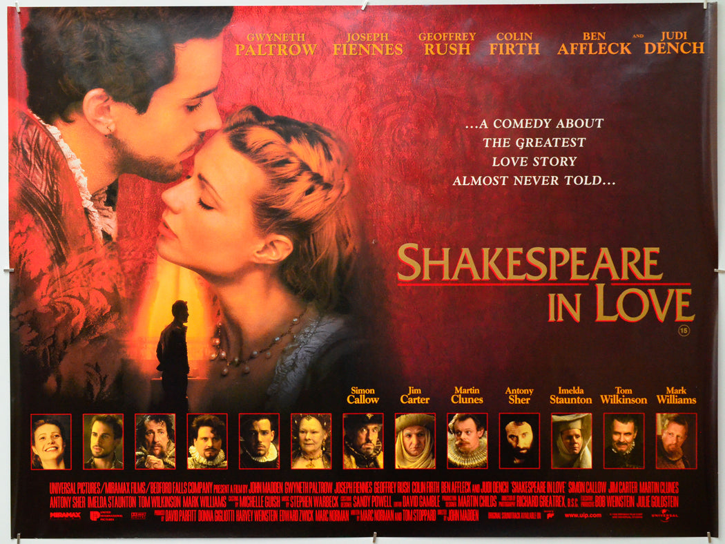 Shakespeare In Love - Original Quad Poster - Film Poster - Movie Poster