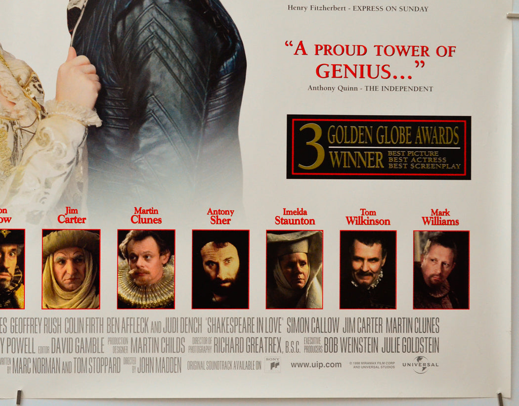 Shakespeare In Love (Bottom Right) Cinema Quad Movie Poster 