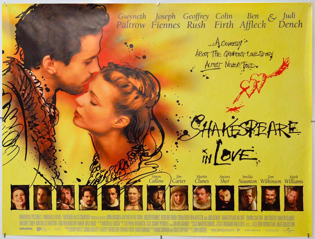 Shakespeare In Love - Original Quad Poster - Film Poster - Movie Poster