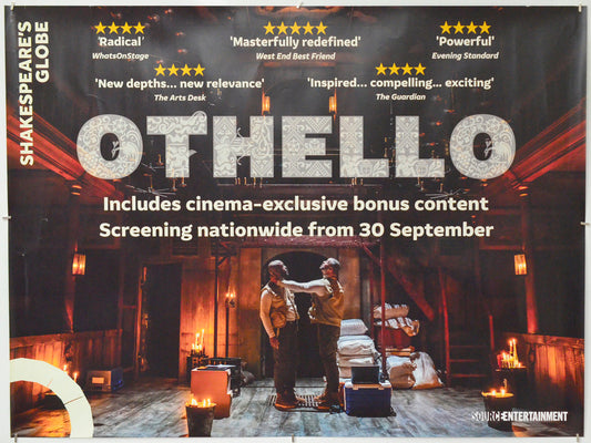 Shakespeare's Globe presents Othello - Original Quad Poster - Film Poster - Movie Poster