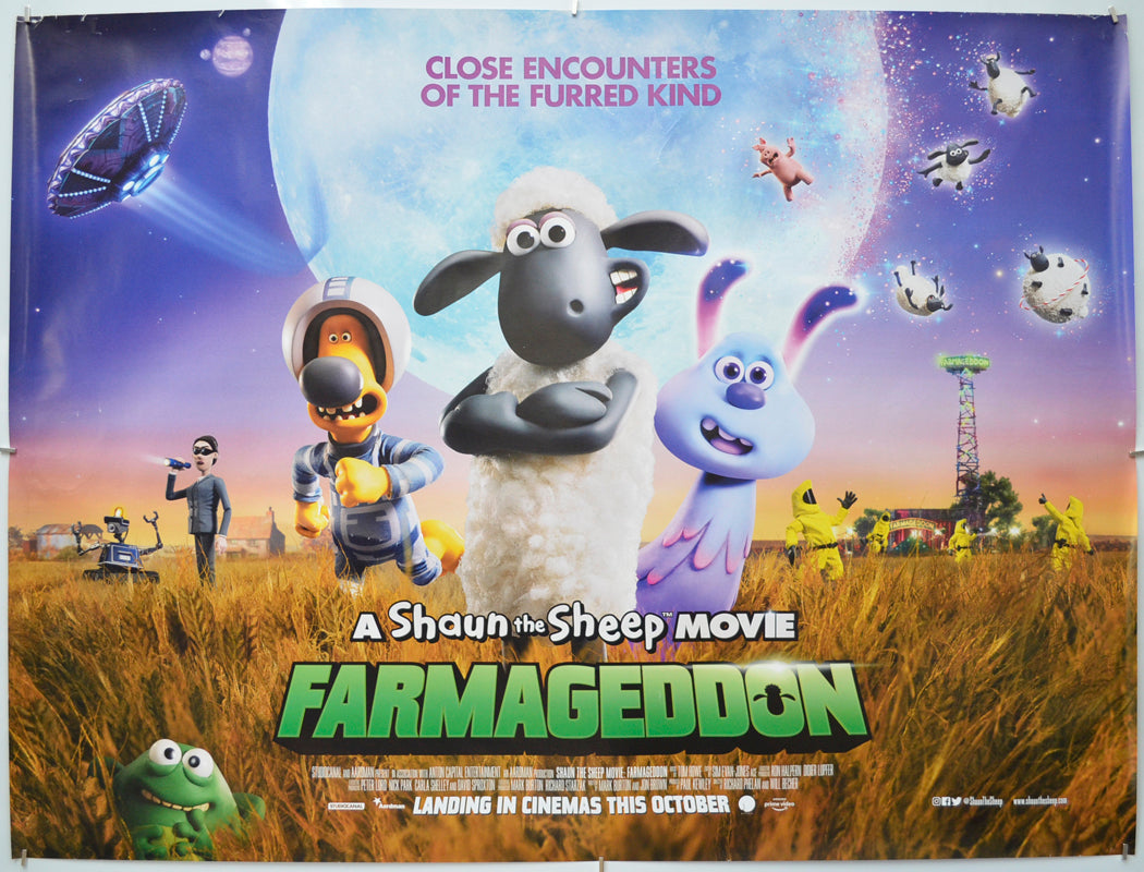 Shaun The Sheep : Farmageddon - Original Quad Poster - Film Poster - Movie Poster