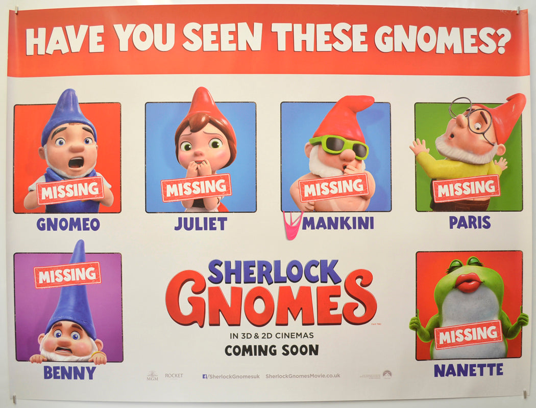 Sherlock Gnomes (Missing Teaser / Advance Version)  Original Quad Poster - Film Poster - Movie Poster