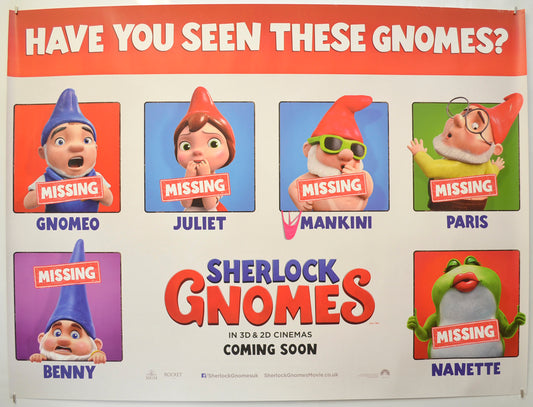 Sherlock Gnomes (Missing Teaser / Advance Version)  Original Quad Poster - Film Poster - Movie Poster