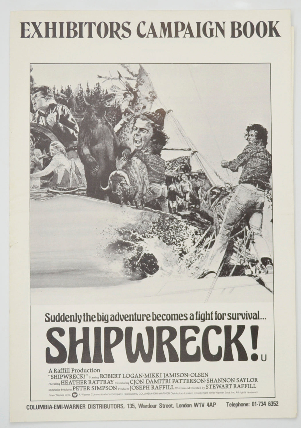 Shipwreck Original 6 Page Cinema Exhibitors Campaign Pressbook (UK) + Synopsis Sheet