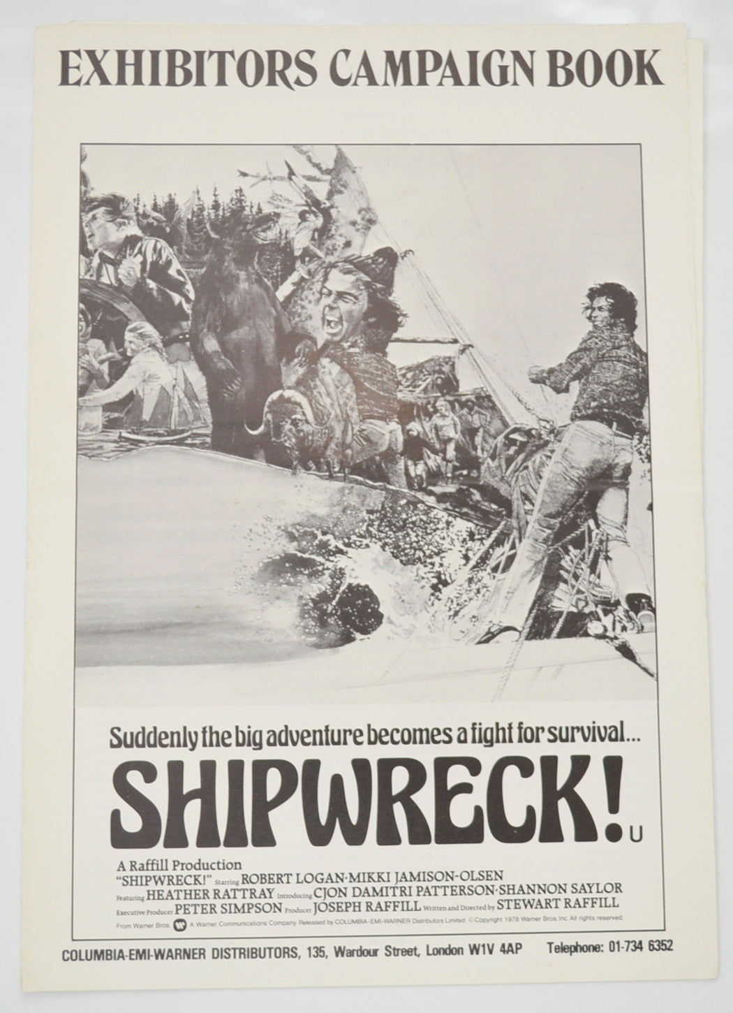 Shipwreck Original 6 Page Cinema Exhibitors Campaign Pressbook (UK) + Synopsis Sheet