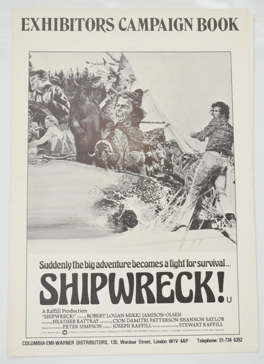 Shipwreck Original 6 Page Cinema Exhibitors Campaign Pressbook (UK) + Synopsis Sheet