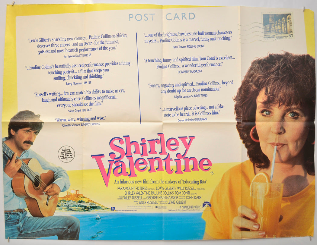 Shirley Valentine (Reviews Version)  Original Quad Poster - Film Poster - Movie Poster