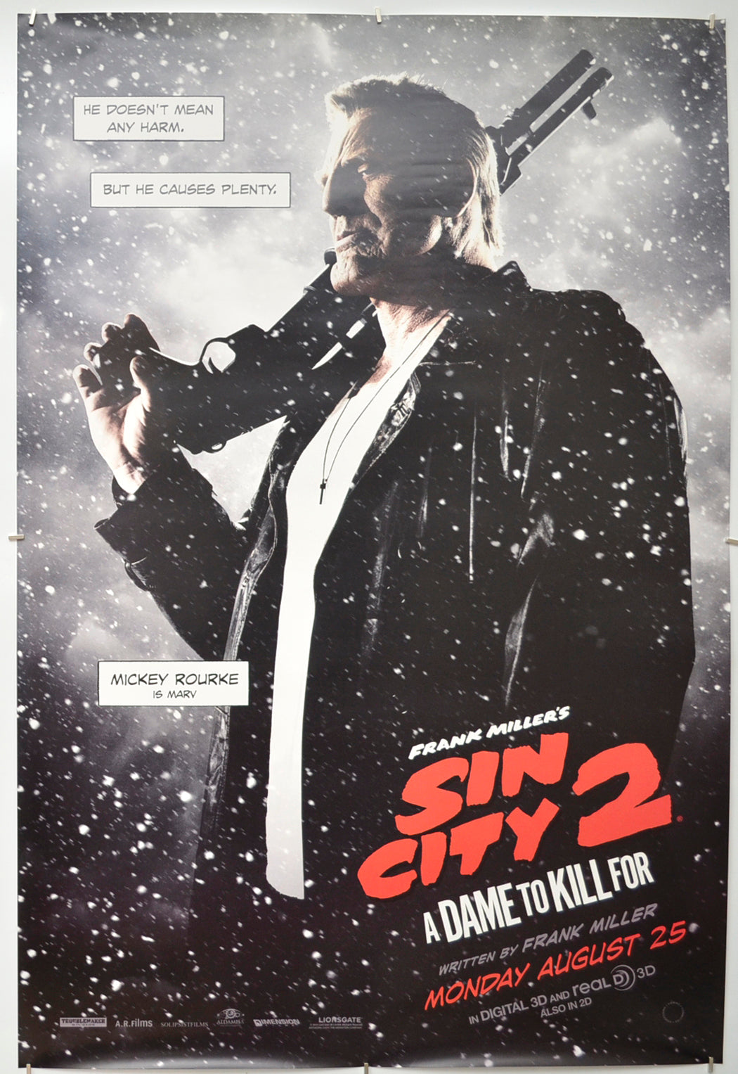 Sin City 2 : A Dame To Kill For (Mickey Rourke Version)Original One Sheet Poster - Film Poster - Movie Poster