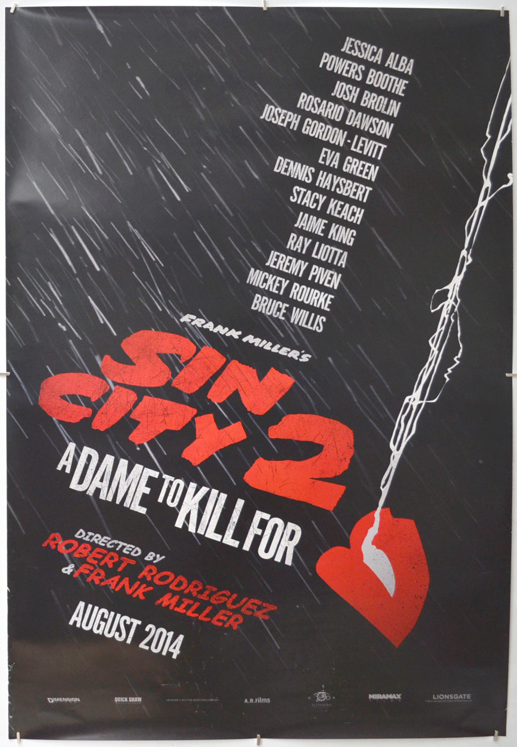 Sin City 2 : A Dame To Kill For (Teaser / Advance Version)Original One Sheet Poster - Film Poster - Movie Poster