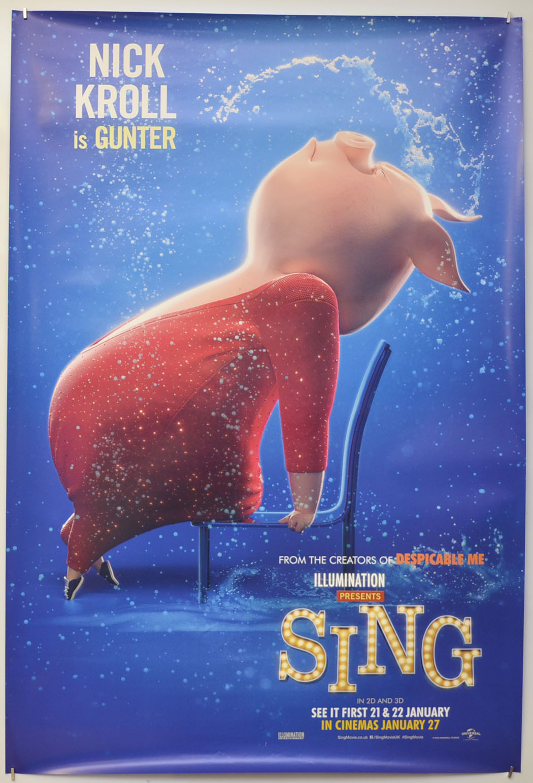 Sing (Gunter Version)  Original One Sheet Poster - Film Poster - Movie Poster