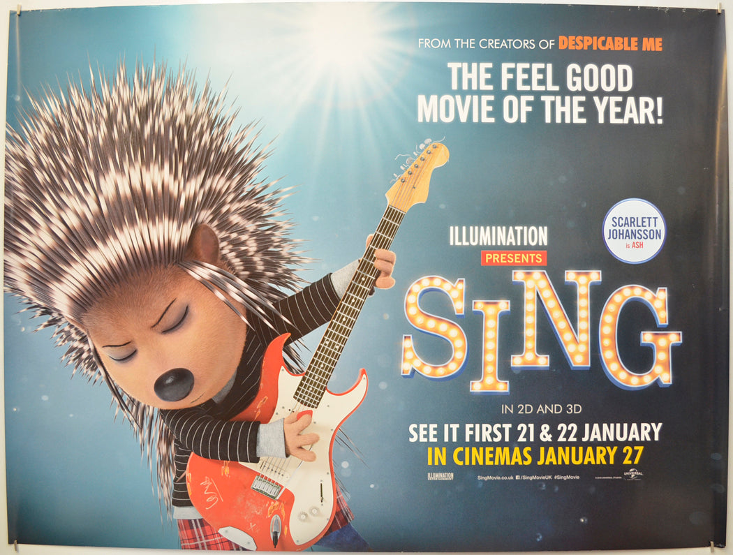 Sing (Ash Version)  Original Quad Poster - Film Poster - Movie Poster