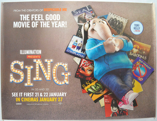 Sing (Meena Version)  Original Quad Poster - Film Poster - Movie Poster