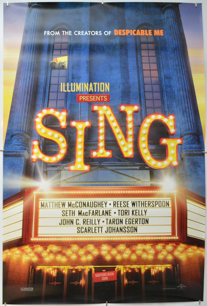 Sing - Original One Sheet Poster - Film Poster - Movie Poster 