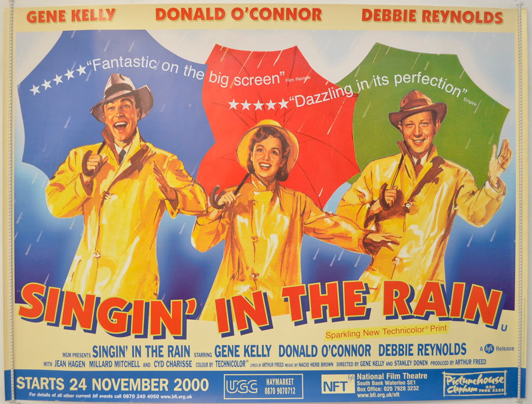 Singin' In The Rain  (2000 BFI re-release Poster)  Original Quad Poster - Film Poster - Movie Poster 