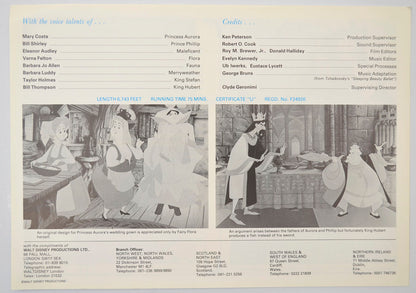 SLEEPING BEAUTY Cinema Exhibitors Synopsis Credits Booklet - BACK 