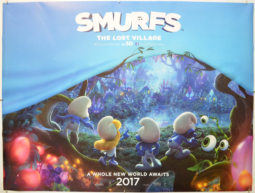 Smurfs: The Lost Village (Teaser / Advance Version 2)  Original Quad Poster - Film Poster - Movie Poster