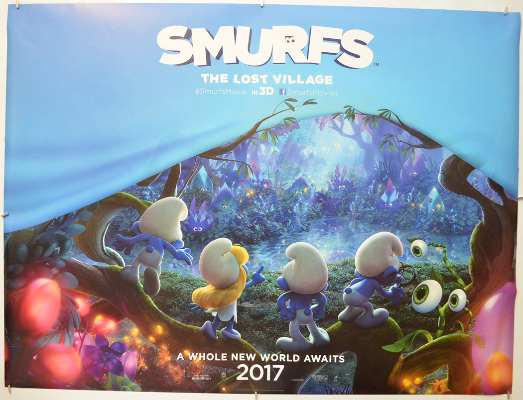 Smurfs: The Lost Village (Teaser / Advance Version 2)  Original Quad Poster - Film Poster - Movie Poster