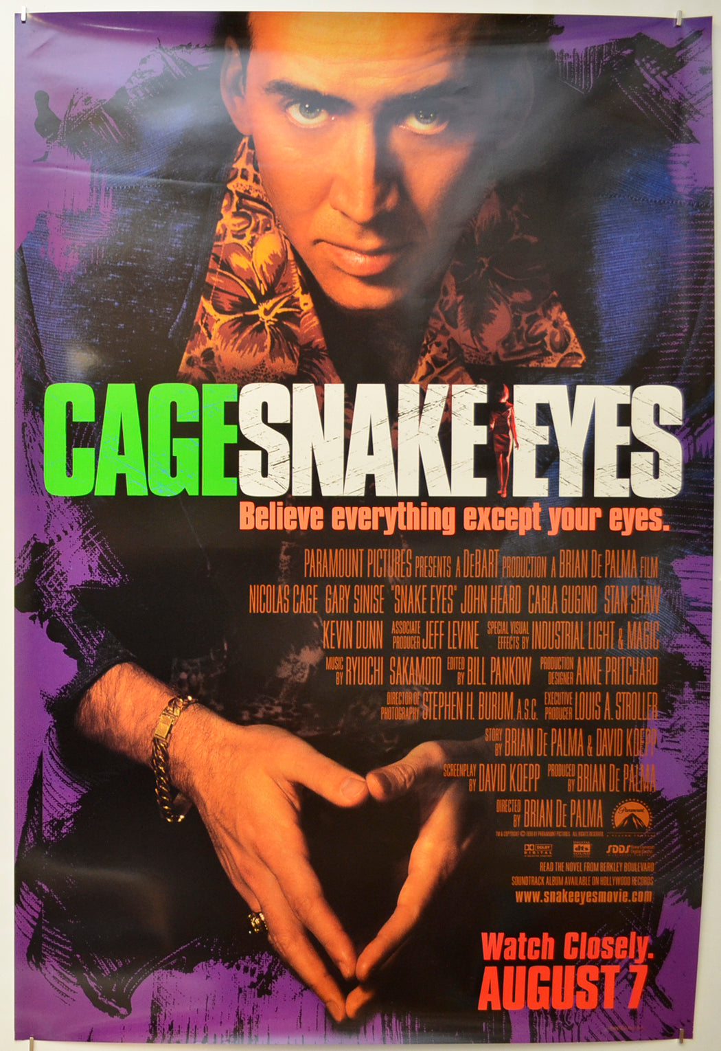 Snake Eyes Original One Sheet Poster - Film Poster - Movie Poster  