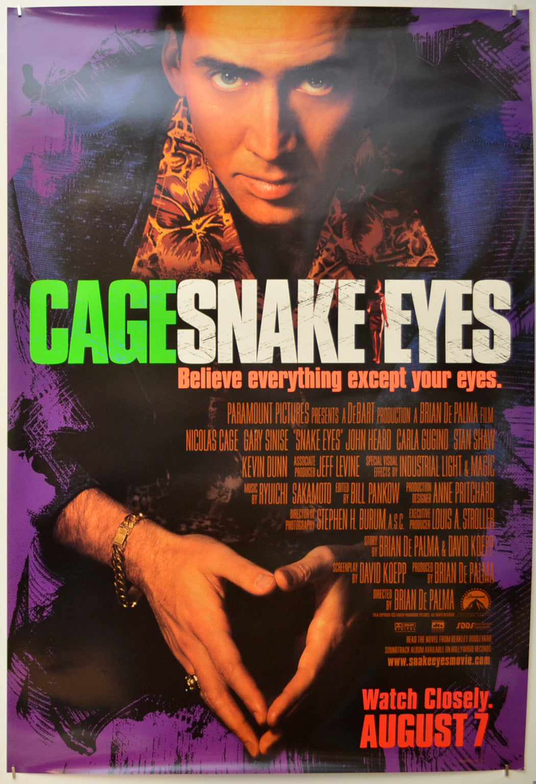 Snake Eyes Original One Sheet Poster - Film Poster - Movie Poster  