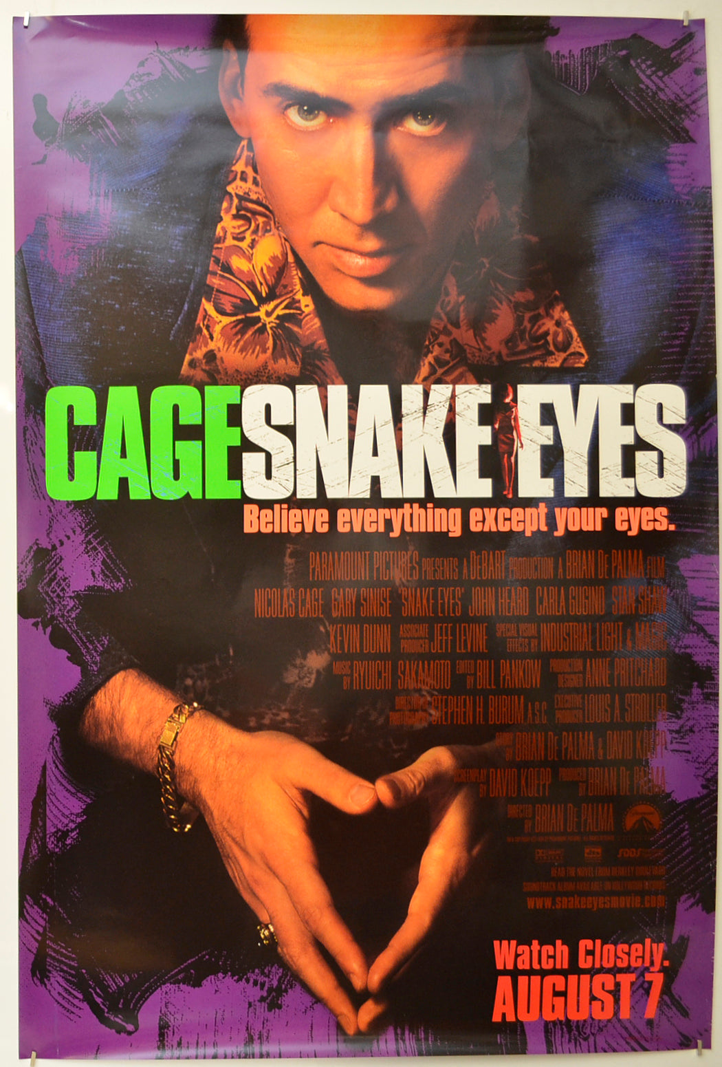 Snake Eyes Original One Sheet Poster - Film Poster - Movie Poster - Cinema Poster