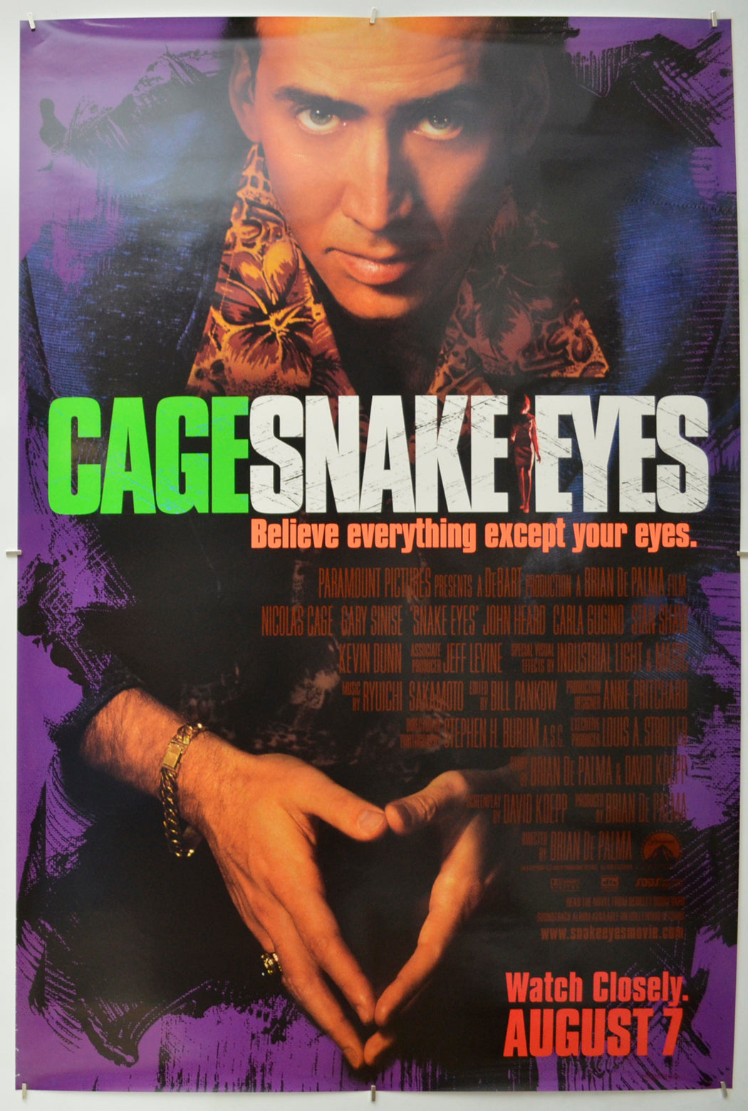 Snake Eyes Original One Sheet Poster - Film Poster - Movie Poster - Cinema Poster