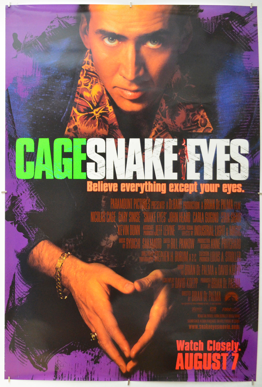 Snake Eyes Original One Sheet Poster - Film Poster - Movie Poster - Cinema Poster