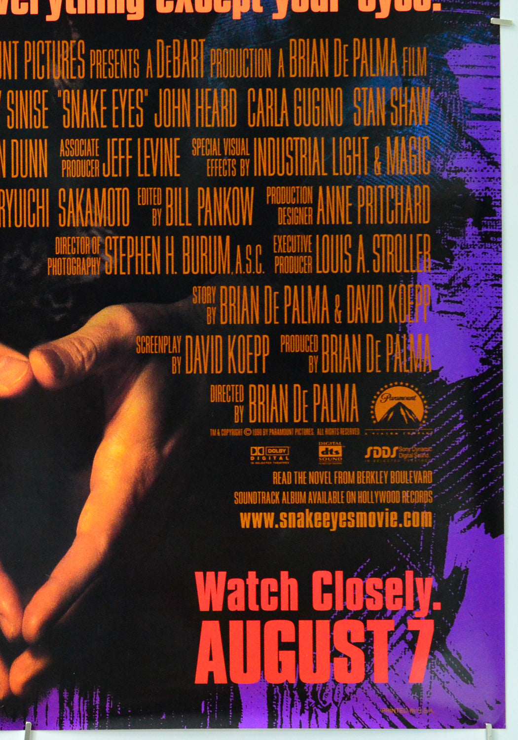 Snake Eyes (Bottom Right) Cinema One Sheet Movie Poster 