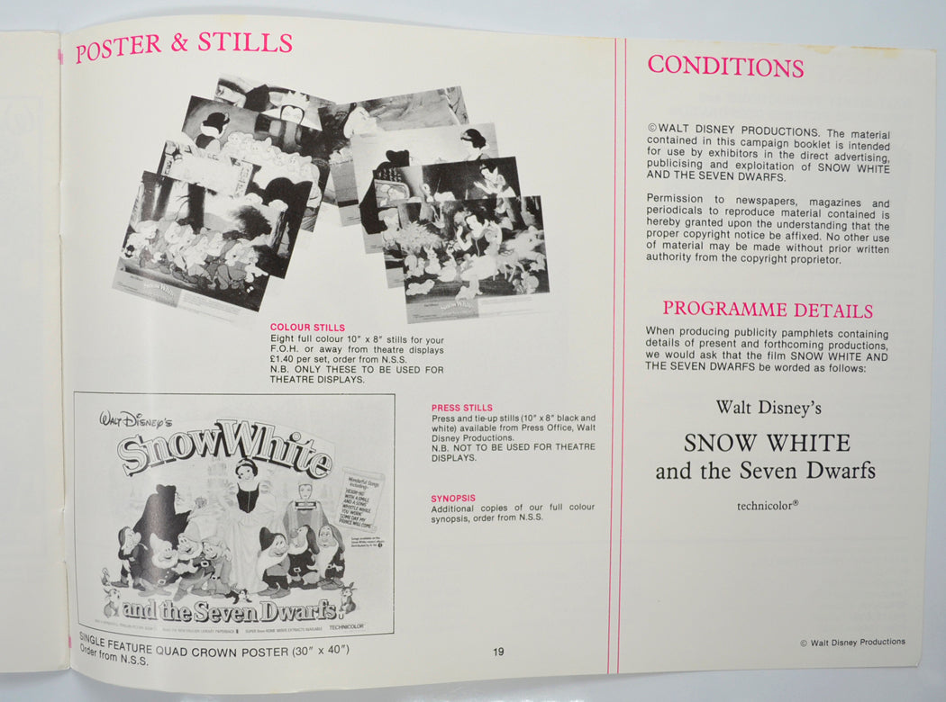 SNOW WHITE AND THE SEVEN DWARFS Cinema Exhibitors Campaign Pressbook - INSIDE 