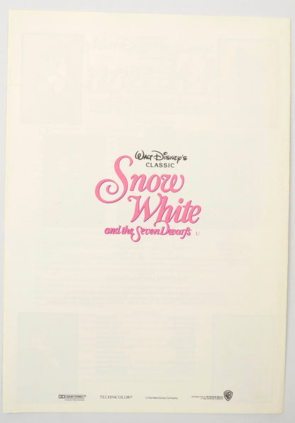 SNOW WHITE AND THE SEVEN DWARFS Cinema Exhibitors Synopsis Credits Booklet - BACK  