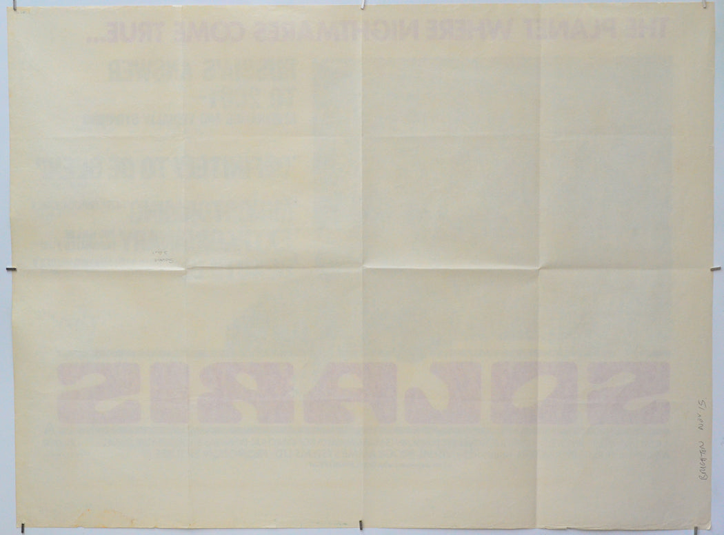 Solaris (Back) Cinema Quad Movie Poster 