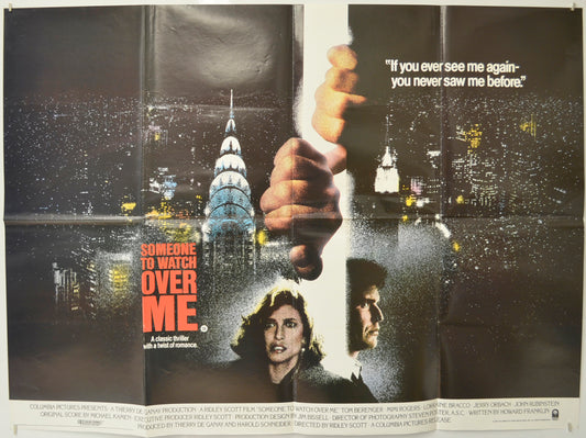 Someone To Watch Over Me Original Quad Poster - Film Poster - Movie Poster