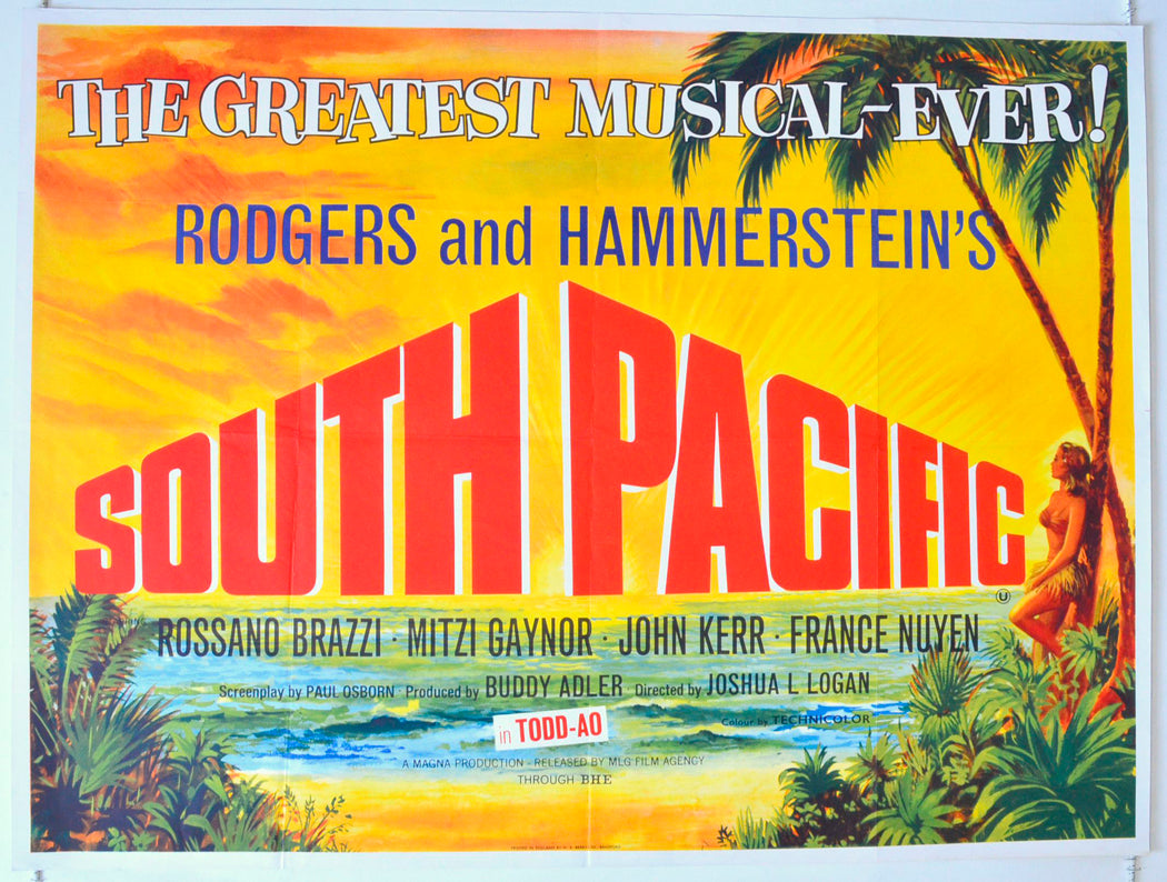 South Pacific  (TODD-AO Release Poster)  (Rogers and Hammerstein)   Original British Quad Poster - Movie Poster